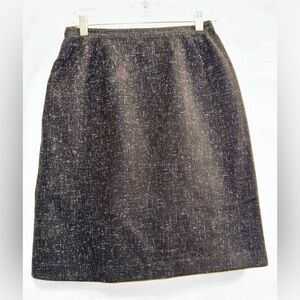 Jaeger London Elegant Black Wool Tweed Skirt Size M